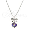 Rhodium Gold Filled Pendant Necklace, Bow Design, with Aurore Boreale Swarovski Crystals and White Micro Pave, Polished, Rhodium Finish, 04.239.0024.1.16 (01 MM Thickness, 16 Inches Length)