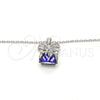 Rhodium Plated Pendant Necklace, Bow Design, with Bermuda Blue Swarovski Crystals and White Micro Pave, Polished, Rhodium Finish, 04.239.0024.2.16 (01 MM Thickness, 16 Inches Length)