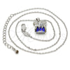 Rhodium Plated Pendant Necklace, Bow Design, with Bermuda Blue Swarovski Crystals and White Micro Pave, Polished, Rhodium Finish, 04.239.0024.2.16 (01 MM Thickness, 16 Inches Length)