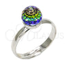 Rhodium Gold Filled Multi Stone Ring, Ball Design, with Volcano Swarovski Crystals, Polished, Rhodium Finish, 01.239.0006.4 (One size fits all)