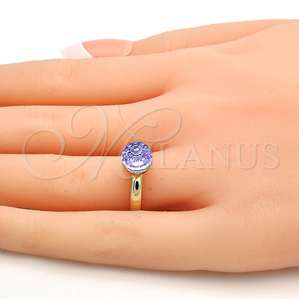 Gold Filled Ring — Multi Stone Ring with Amethyst Swarovski Crystals Polished — alternate product view — SKU 112524 | Oro Laminado anillo — Multi Stone Ring with Amethyst Swarovski Crystals pulido — SKU 112524