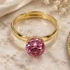 Oro Laminado Multi Stone Ring, Gold Filled Style Ball Design, with Rose Swarovski Crystals, Polished, Golden Finish, 01.239.0006.8 (One size fits all)