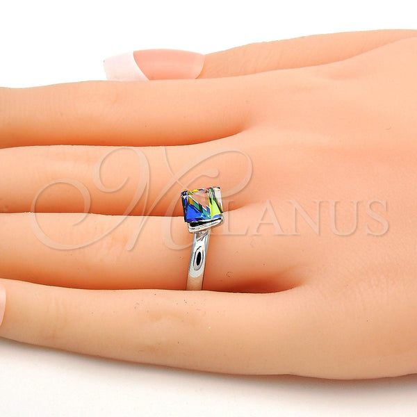 White Gold Filled Ring — Multi Stone Ring with Vitrail Light Swarovski Crystals — alternate product view — SKU 112527 | Oro Laminado Blanco anillo — Multi Stone Ring with Vitrail Light Swarovski Crystals — SKU 112527
