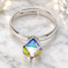 White Gold Filled Multi Stone Ring, with Vitrail Light Swarovski Crystals, Polished, Rhodium Finish, 01.239.0003.5 (One size fits all)