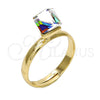 Oro Laminado Multi Stone Ring, Gold Filled Style with Vitrail Light Swarovski Crystals, Polished, Golden Finish, 01.239.0003.6 (One size fits all)