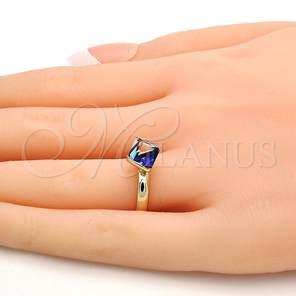 Gold Filled Ring — Multi Stone Ring with Bermuda Blue Swarovski Crystals — alternate product view — SKU 112529 | Oro Laminado anillo — Multi Stone Ring with Bermuda Blue Swarovski Crystals — SKU 112529