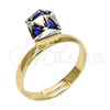 Oro Laminado Multi Stone Ring, Gold Filled Style with Bermuda Blue Swarovski Crystals, Polished, Golden Finish, 01.239.0003.7 (One size fits all)