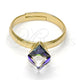 Oro Laminado Multi Stone Ring, Gold Filled Style with Heliotrope Swarovski Crystals, Polished, Golden Finish, 01.239.0003.8 (One size fits all)