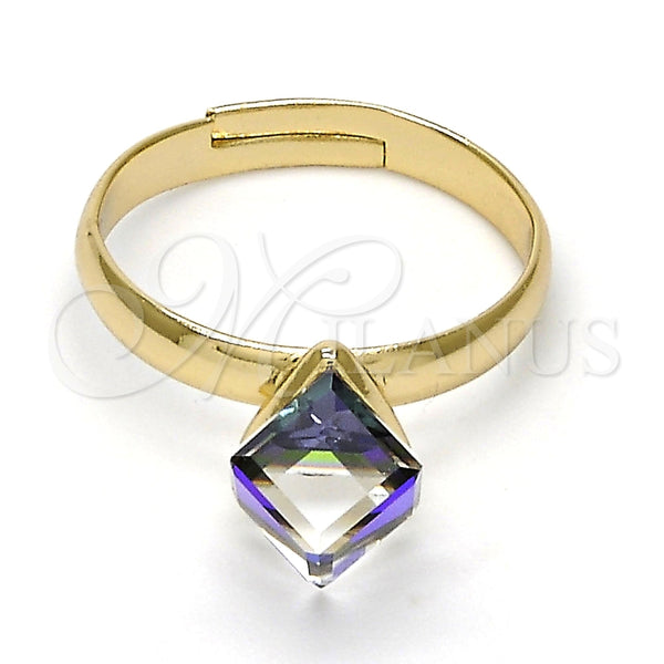 Oro Laminado Multi Stone Ring, Gold Filled Style with Heliotrope Swarovski Crystals, Polished, Golden Finish, 01.239.0003.8 (One size fits all)