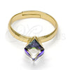 Oro Laminado Multi Stone Ring, Gold Filled Style with Heliotrope Swarovski Crystals, Polished, Golden Finish, 01.239.0003.8 (One size fits all)