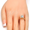 Oro Laminado Multi Stone Ring, Gold Filled Style with Aurore Boreale Swarovski Crystals, Polished, Golden Finish, 01.239.0003.9 (One size fits all)