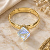 Oro Laminado Multi Stone Ring, Gold Filled Style with Aurore Boreale Swarovski Crystals, Polished, Golden Finish, 01.239.0003.9 (One size fits all)