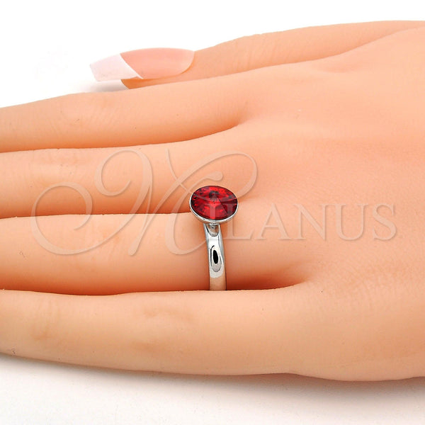 White Gold Filled Ring — Multi Stone Ring with Light Siam Swarovski Crystals — alternate product view — SKU 112532 | Oro Laminado Blanco anillo — Multi Stone Ring with Light Siam Swarovski Crystals — SKU 112532