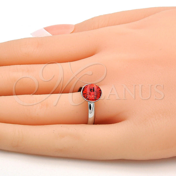 White Gold Filled Ring — Multi Stone Ring with Padparadscha Swarovski Crystals Polished — alternate product view — SKU 112533 | Oro Laminado Blanco anillo — Multi Stone Ring with Padparadscha Swarovski Crystals pulido — SKU 112533