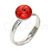 Rhodium Gold Filled Multi Stone Ring, with Padparadscha Swarovski Crystals, Polished, Rhodium Finish, 01.239.0009.5 (One size fits all)