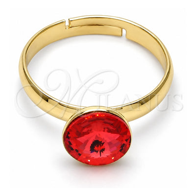 Oro Laminado Multi Stone Ring, Gold Filled Style with Padparadscha Swarovski Crystals, Polished, Golden Finish, 01.239.0009.6 (One size fits all)