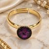 Oro Laminado Multi Stone Ring, Gold Filled Style with Amethyst Swarovski Crystals, Polished, Golden Finish, 01.239.0009.7 (One size fits all)