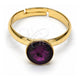 Oro Laminado Multi Stone Ring, Gold Filled Style with Amethyst Swarovski Crystals, Polished, Golden Finish, 01.239.0009.7 (One size fits all)