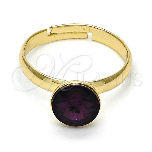 Gold Filled Ring — Multi Stone Ring with Amethyst Swarovski Crystals Polished — main product view — SKU 112535 | Oro Laminado anillo — Multi Stone Ring with Amethyst Swarovski Crystals pulido — SKU 112535