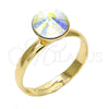 Oro Laminado Multi Stone Ring, Gold Filled Style with Aurore Boreale Swarovski Crystals, Polished, Golden Finish, 01.239.0009.9 (One size fits all)