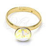 Oro Laminado Multi Stone Ring, Gold Filled Style with Aurore Boreale Swarovski Crystals, Polished, Golden Finish, 01.239.0009.9 (One size fits all)