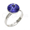 Rhodium Gold Filled Multi Stone Ring, with Tanzanite Swarovski Crystals, Polished, Rhodium Finish, 01.239.0001.3 (One size fits all)