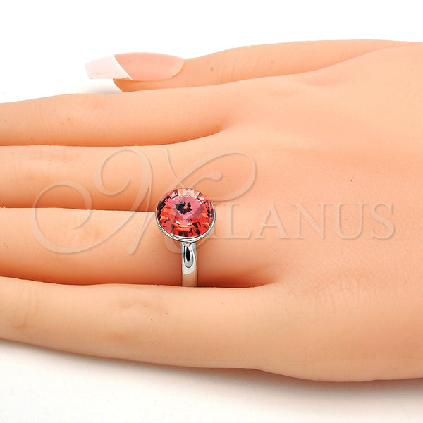 White Gold Filled Ring — Multi Stone Ring with Rose Peach Swarovski Crystals — alternate product view — SKU 112539 | Oro Laminado Blanco anillo — Multi Stone Ring with Rose Peach Swarovski Crystals — SKU 112539