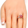 Rhodium Gold Filled Multi Stone Ring, with Rose Peach Swarovski Crystals, Polished, Rhodium Finish, 01.239.0001.4 (One size fits all)