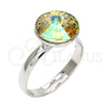 Rhodium Gold Filled Multi Stone Ring, with Luminous Green Swarovski Crystals, Polished, Rhodium Finish, 01.239.0001.5 (One size fits all)