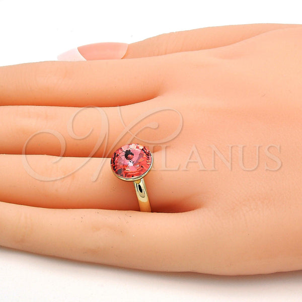 Gold Filled Ring — Multi Stone Ring with Rose Peach Swarovski Crystals — alternate product view — SKU 112542 | Oro Laminado anillo — Multi Stone Ring with Rose Peach Swarovski Crystals — SKU 112542