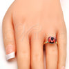 Oro Laminado Multi Stone Ring, Gold Filled Style with Rose Peach Swarovski Crystals, Polished, Golden Finish, 01.239.0001.7 (One size fits all)