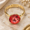 Oro Laminado Multi Stone Ring, Gold Filled Style with Rose Peach Swarovski Crystals, Polished, Golden Finish, 01.239.0001.7 (One size fits all)