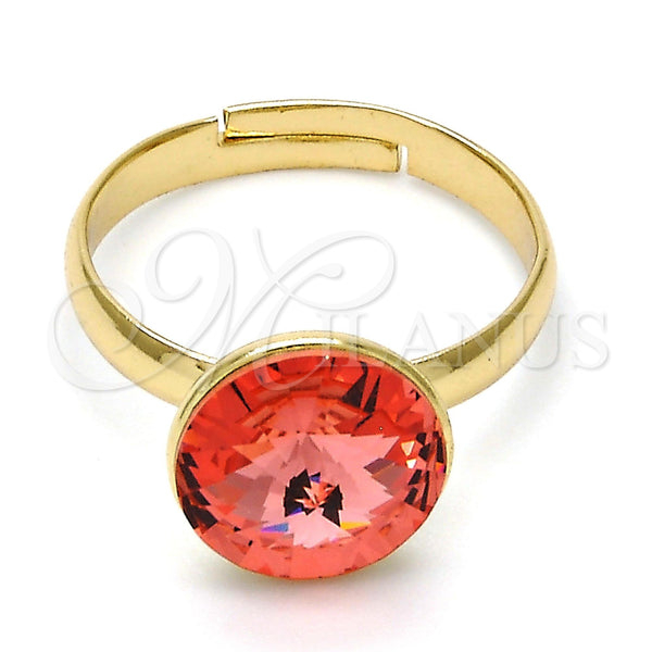 Gold Filled Ring — Multi Stone Ring with Rose Peach Swarovski Crystals — main product view — SKU 112542 | Oro Laminado anillo — Multi Stone Ring with Rose Peach Swarovski Crystals — SKU 112542
