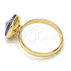 Oro Laminado Multi Stone Ring, Gold Filled Style with Tanzanite Swarovski Crystals, Polished, Golden Finish, 01.239.0001.8 (One size fits all)