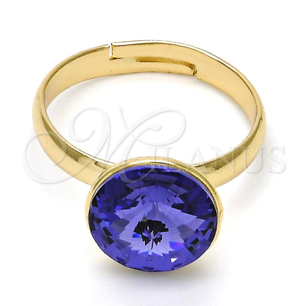 Gold Filled Ring — Multi Stone Ring with Tanzanite Swarovski Crystals Polished — main product view — SKU 112543 | Oro Laminado anillo — Multi Stone Ring with Tanzanite Swarovski Crystals pulido — SKU 112543