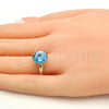 Oro Laminado Multi Stone Ring, Gold Filled Style with Aquamarine Swarovski Crystals, Polished, Golden Finish, 01.239.0001.9 (One size fits all)