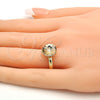Oro Laminado Multi Stone Ring, Gold Filled Style with Light Silk Swarovski Crystals, Polished, Golden Finish, 01.239.0001.10 (One size fits all)