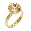 Oro Laminado Multi Stone Ring, Gold Filled Style with Light Silk Swarovski Crystals, Polished, Golden Finish, 01.239.0001.10 (One size fits all)