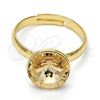 Oro Laminado Multi Stone Ring, Gold Filled Style with Light Silk Swarovski Crystals, Polished, Golden Finish, 01.239.0001.10 (One size fits all)