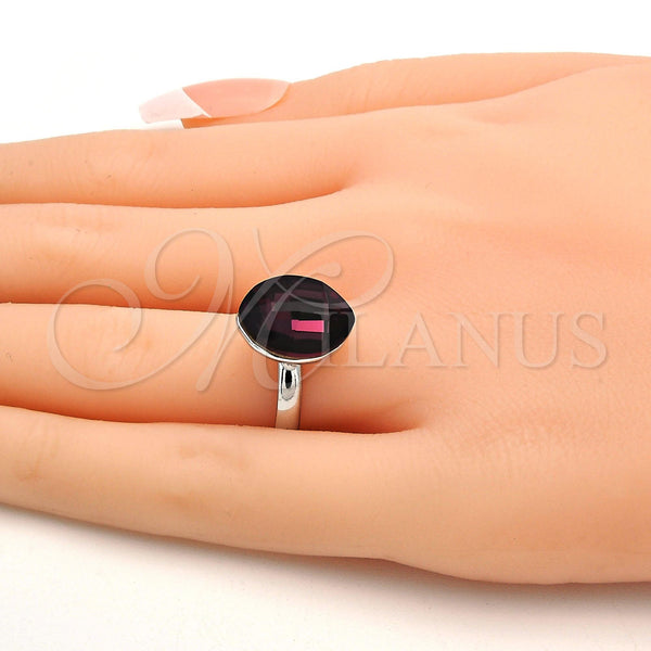 White Gold Filled Ring — Multi Stone Ring with Amethyst Swarovski Crystals Polished — alternate product view — SKU 112546 | Oro Laminado Blanco anillo — Multi Stone Ring with Amethyst Swarovski Crystals pulido — SKU 112546