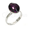 Rhodium Gold Filled Multi Stone Ring, with Amethyst Swarovski Crystals, Polished, Rhodium Finish, 01.239.0008.3 (One size fits all)