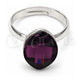 White Gold Filled Multi Stone Ring, with Amethyst Swarovski Crystals, Polished, Rhodium Finish, 01.239.0008.3 (One size fits all)