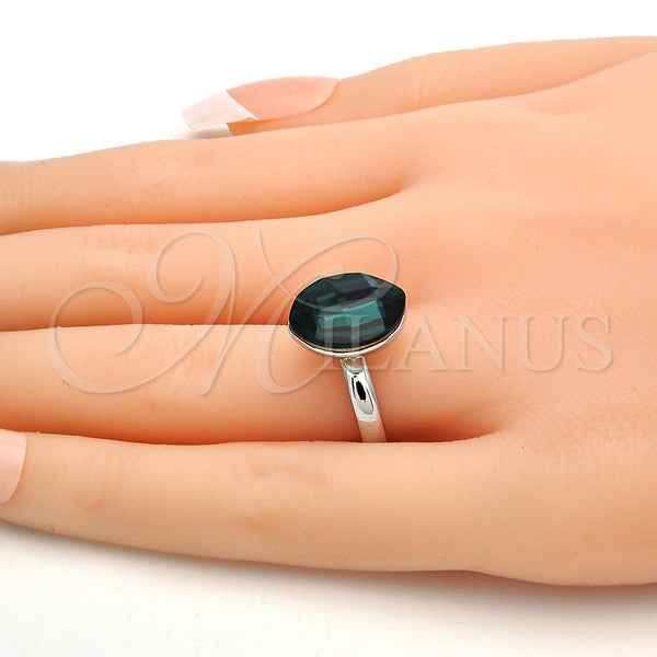 White Gold Filled Ring — Multi Stone Ring with Emerald Swarovski Crystals Polished — alternate product view — SKU 112547 | Oro Laminado Blanco anillo — Multi Stone Ring with Emerald Swarovski Crystals pulido — SKU 112547