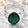 White Gold Filled Multi Stone Ring, with Emerald Swarovski Crystals, Polished, Rhodium Finish, 01.239.0008.4 (One size fits all)
