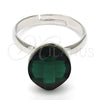Rhodium Gold Filled Multi Stone Ring, with Emerald Swarovski Crystals, Polished, Rhodium Finish, 01.239.0008.4 (One size fits all)