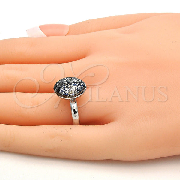 White Gold Filled Ring — Multi Stone Ring with Crystal Black Patina Swarovski — alternate product view — SKU 112548 | Oro Laminado Blanco anillo — Multi Stone Ring with cristal negro Patina Swarovski — SKU 112548