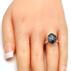 Rhodium Gold Filled Multi Stone Ring, with Crystal Black Patina Swarovski Crystals, Polished, Rhodium Finish, 01.239.0008.5 (One size fits all)