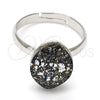 Rhodium Gold Filled Multi Stone Ring, with Crystal Black Patina Swarovski Crystals, Polished, Rhodium Finish, 01.239.0008.5 (One size fits all)