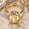 Oro Laminado Multi Stone Ring, Gold Filled Style with Golden Shadow Swarovski Crystals, Polished, Golden Finish, 01.239.0008.7 (One size fits all)