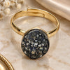 Oro Laminado Multi Stone Ring, Gold Filled Style with Crystal Black Patina Swarovski Crystals, Polished, Golden Finish, 01.239.0008.8 (One size fits all)